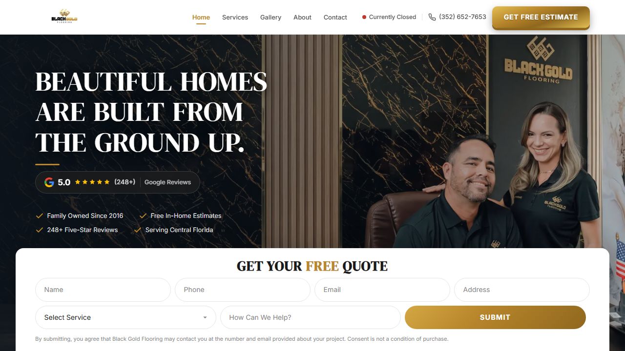 Black Gold Flooring — website by Henrique Rodrigues